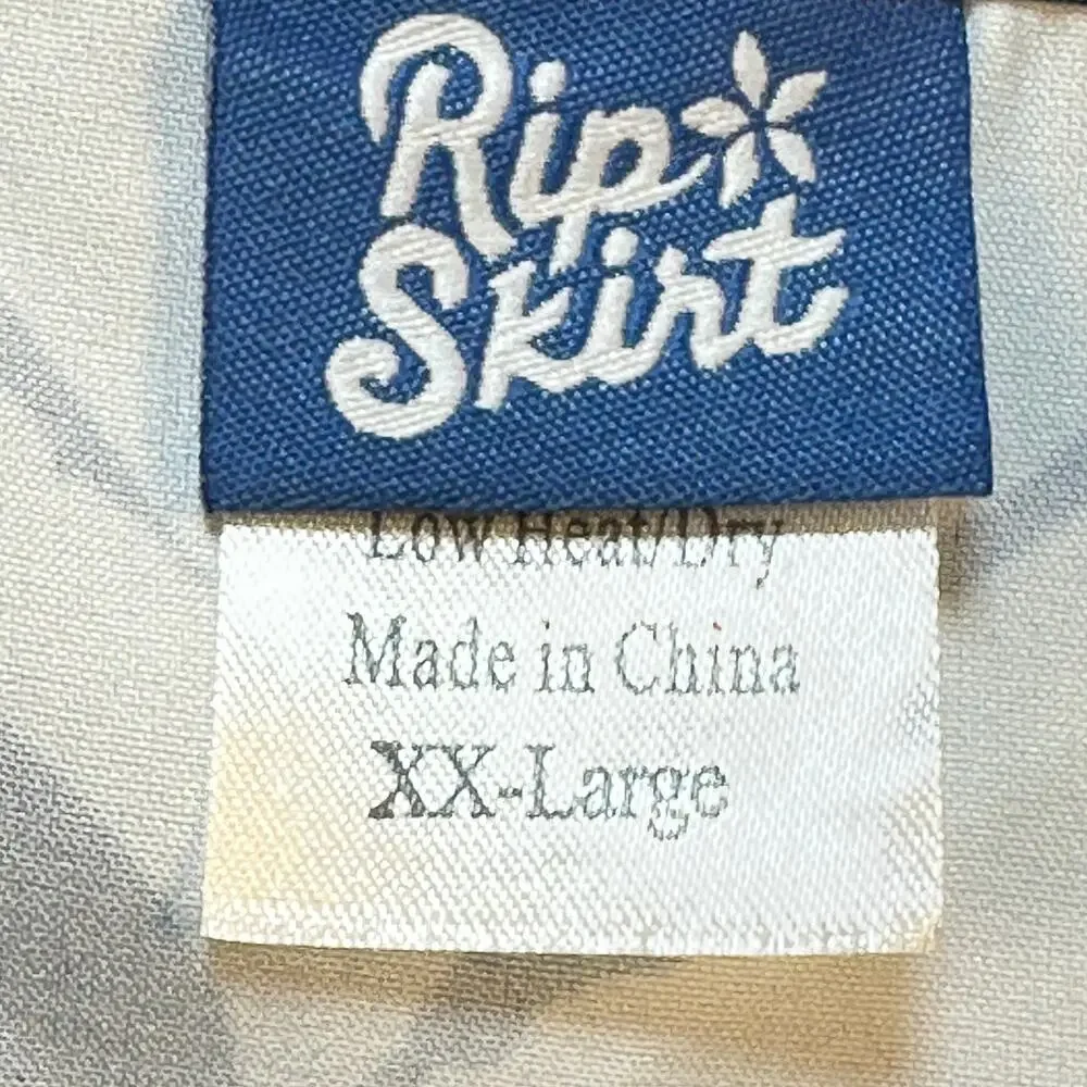 RipSkirt Hawaii Navy White Floral Wrap Skirt Women Sz XXL Knee Length 3 EUC - Picture 3 of 8